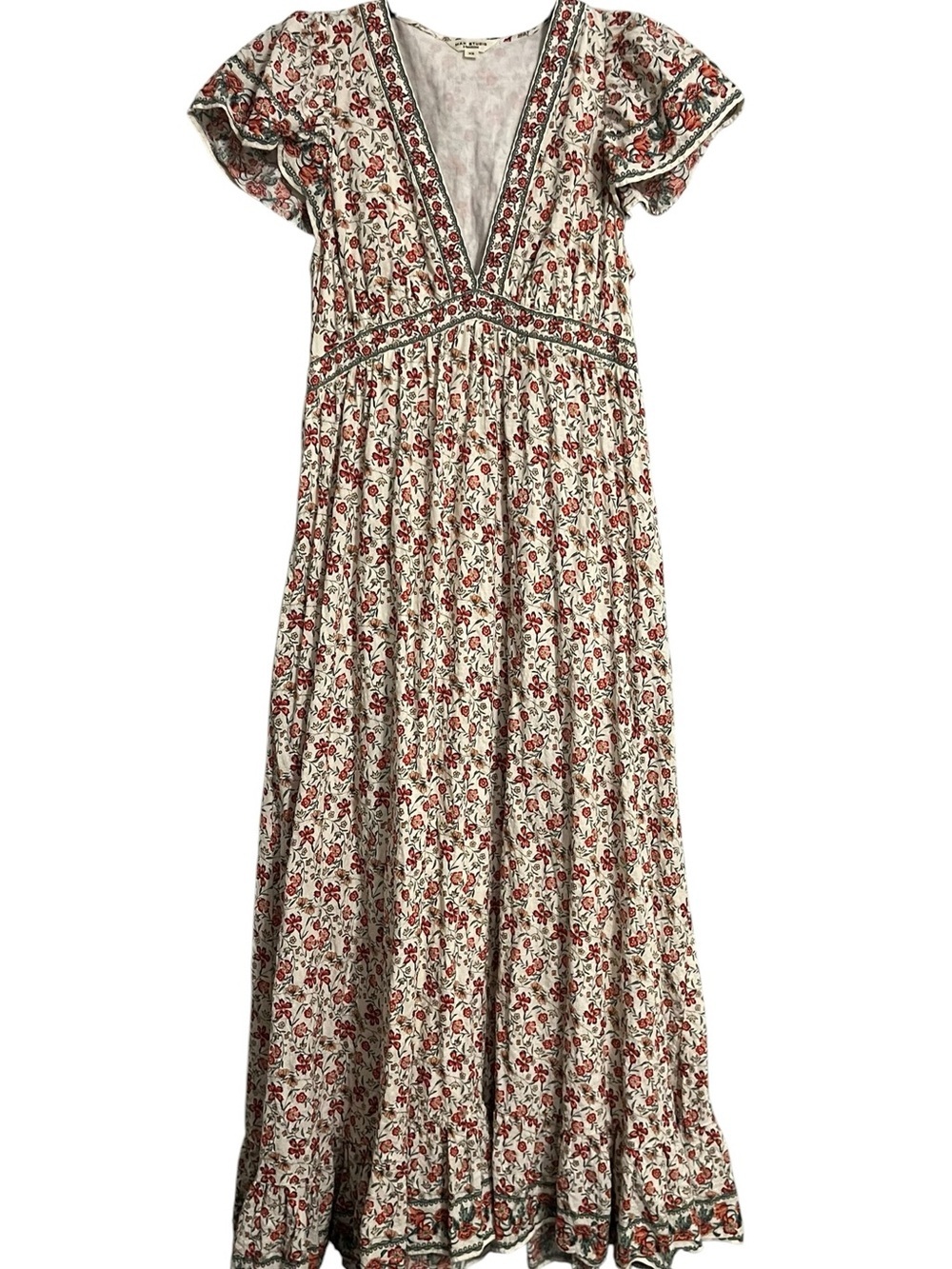 Max Studio London Floral Boho Prairie Maxi Dress Cottagecore XS - Picture 6 of 7
